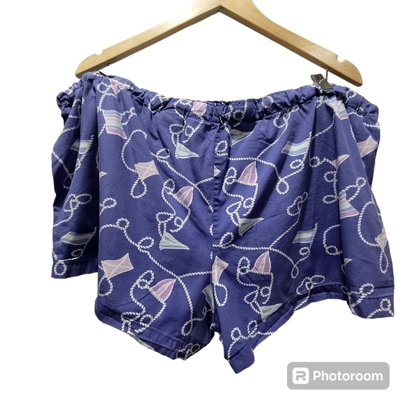 2X Purple Rope Print Pajama Shorts 100% Organic Cotton Loungewear Comfy - Picture 2 of 5